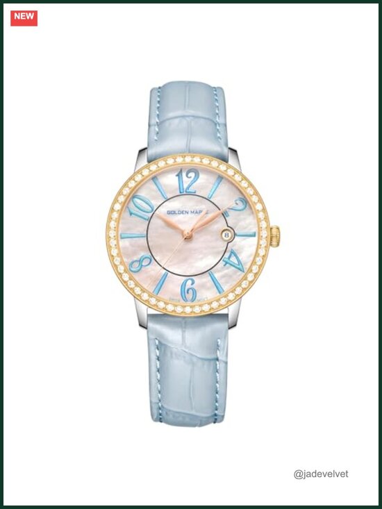 Diamond Bezel Mother-of-Pearl Dial Swiss Quartz Watch, 316L Stainless Steel &